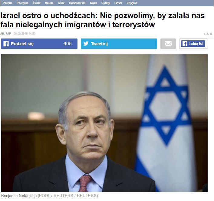 Żydowska Gazeta dla Polaków za wszelką cenę chce ściągać islamskich imigrantów do Polski, ale jeśli chodzi o Izrael to już mają odwrotne zdanie
