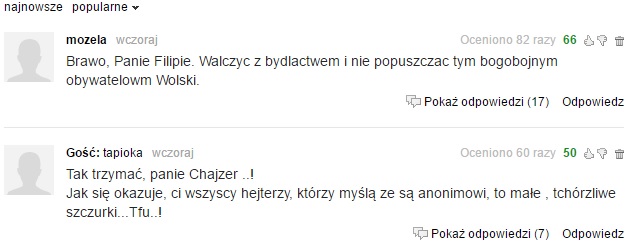 Najwyżej punktowane komentarze na gazeta.pl